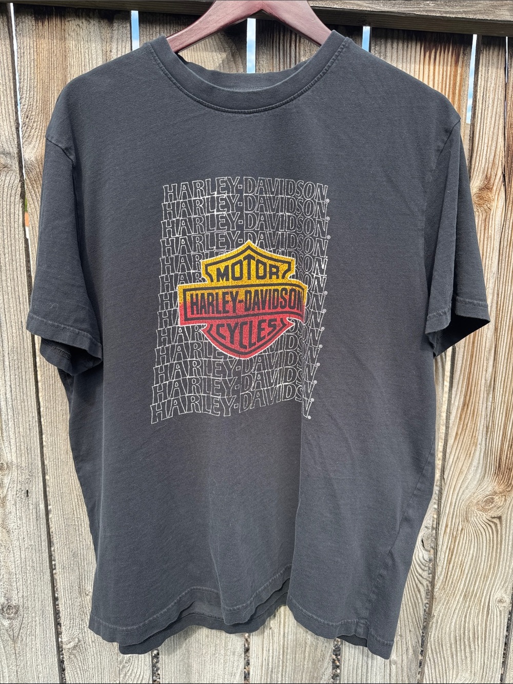 Harley-Davidson Black Short-Sleeve Tee with Yellow & Red Shield Logo